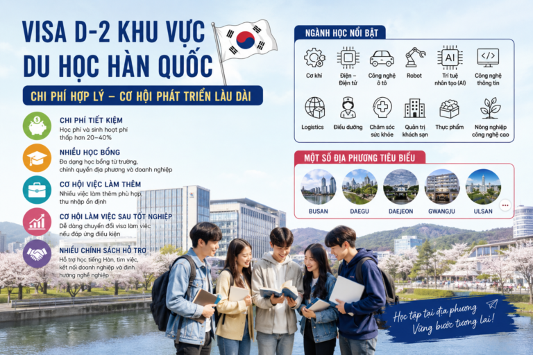 Visa D-2 khu vực Hàn Quốc: 6 lợi thế khi du học đại học địa phương năm 2026