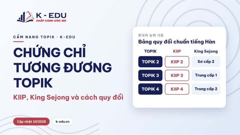 Chứng chỉ tương đương TOPIK: KIIP, King Sejong và cách quy đổi – K-Edu